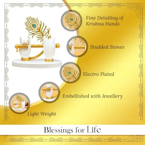 Ekhasa Lord Krishna Hands with Flute Idol (Big Size) | Divine Krishna Statue for Home & Car Decor thumbnail 4