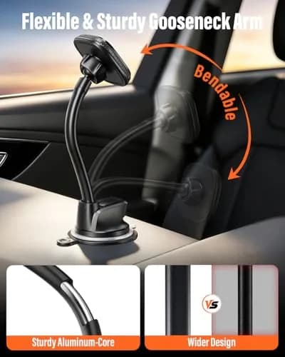 APPS2Car MagSafe Car Phone Mount with Flexible Gooseneck Arm | Secure Magnetic Hold & 360° Rotation thumbnail 2