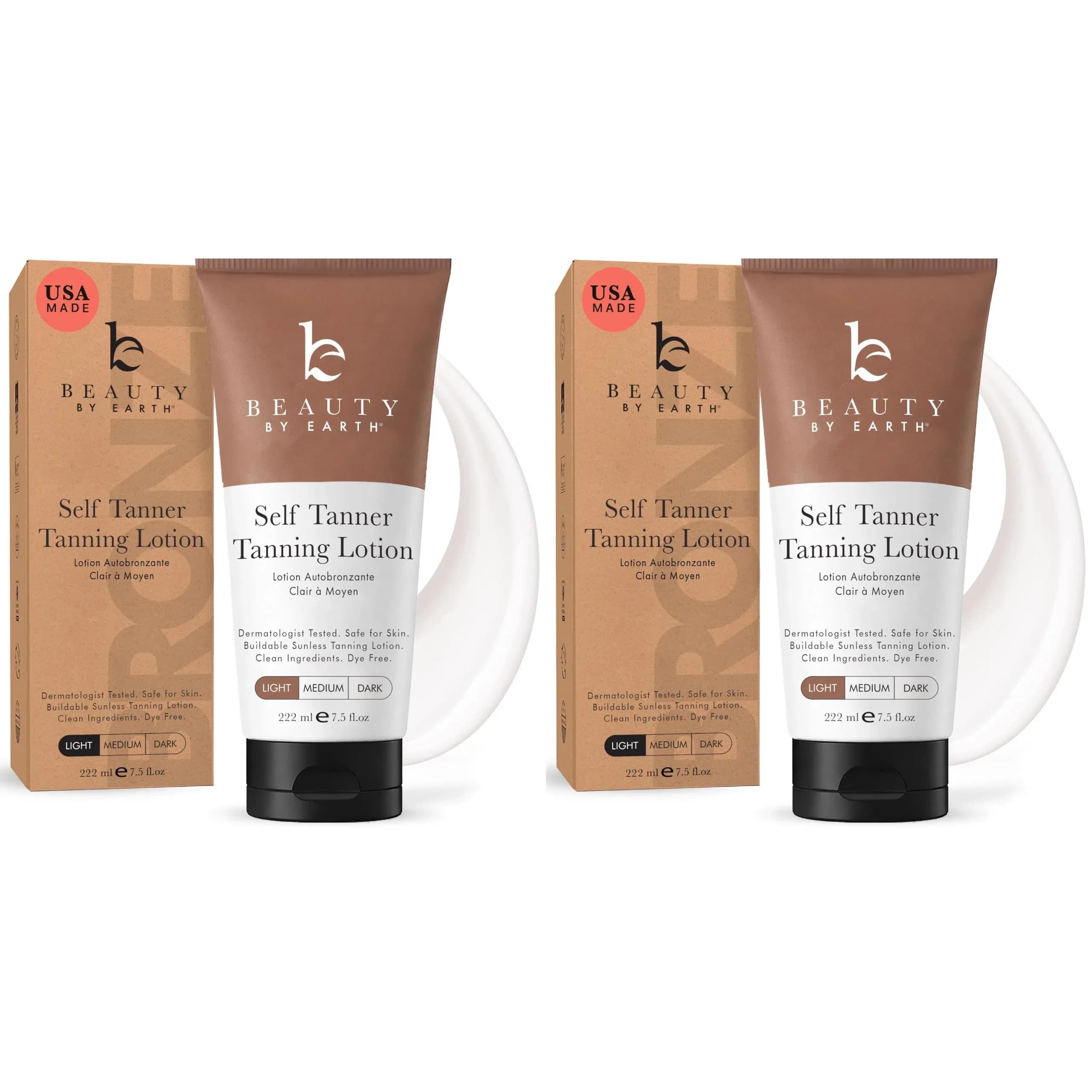 Beauty by Earth Tanning Lotion Self Tanner Fair to Medium 444ml (15 Fl Oz) | Natural Sun-Kissed Glow — Fair to Medium