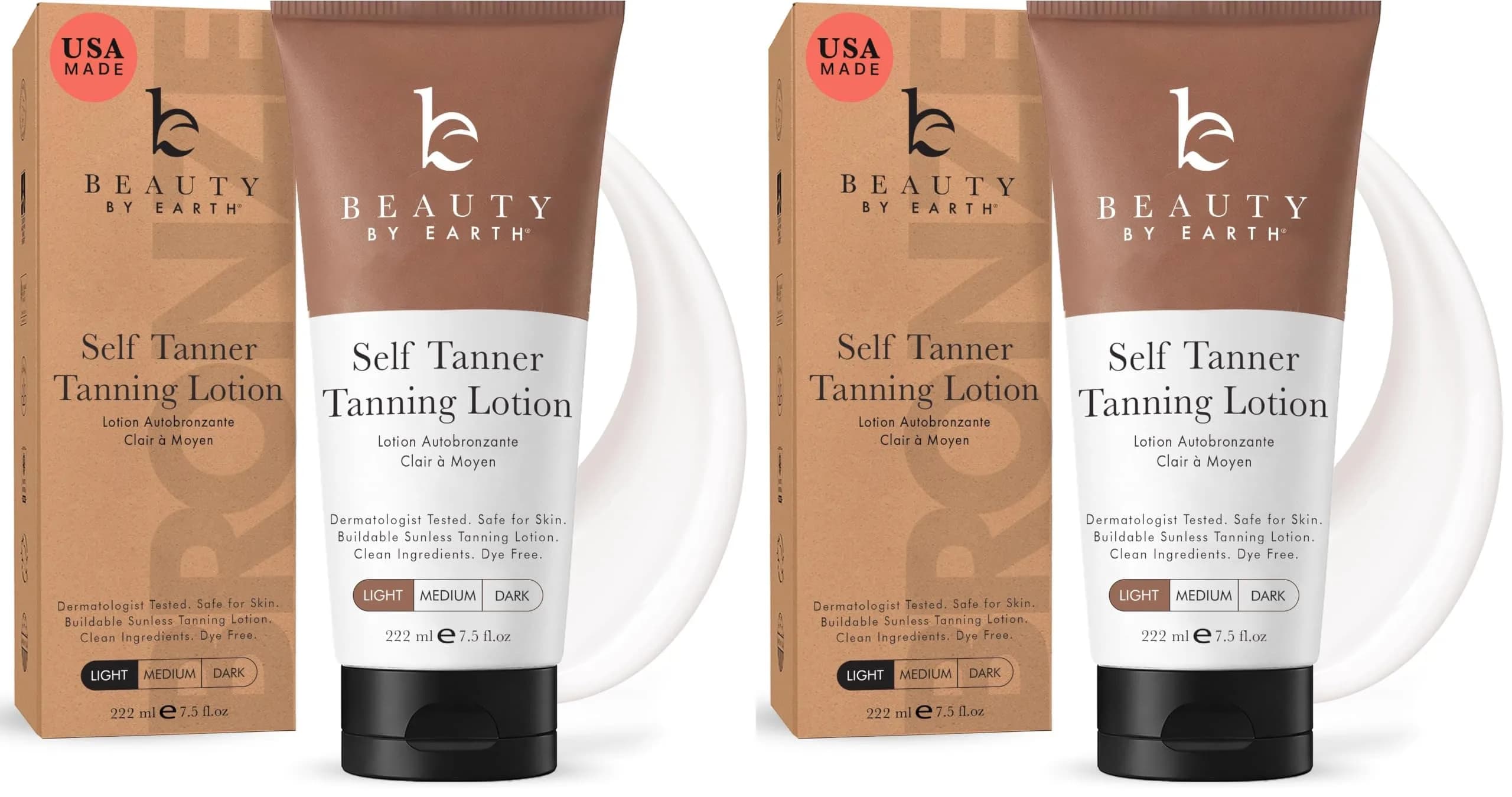 Beauty by Earth Tanning Lotion Self Tanner Fair to Medium 444ml (15 Fl Oz) | Natural Sun-Kissed Glow - main product image