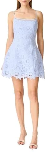 Elliatt Women's Lacy Tulip Mini Dress, Powder Blue, M | Delicate floral embroidery, lightweight fit thumbnail 1