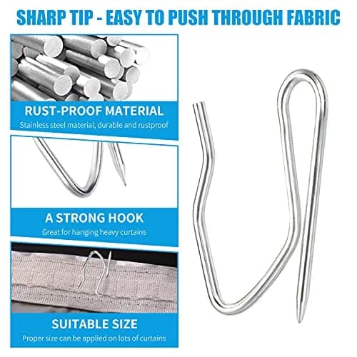 Sopito 1.2 Inches Curtain Hooks | Durable Stainless Steel, Rustproof, Pack of 58 thumbnail 4
