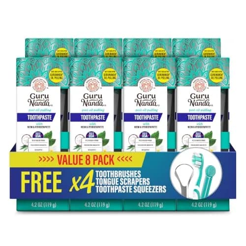 GuruNanda Hydroxyapatite Toothpaste with Neem & Vitamins | 8x4.2oz (33.6oz Total) thumbnail 1