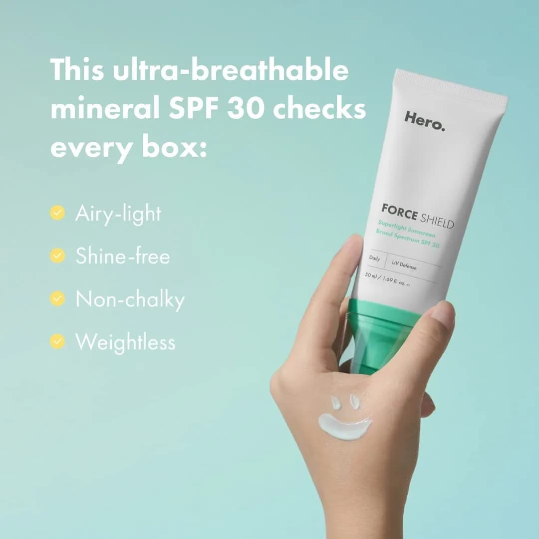 Hero Cosmetics Force Shield Superlight Sunscreen SPF 30, 100 ml (3.38 Fl Oz) | Zinc Oxide, Fragrance-Free for Acne-Prone Skin - view 3