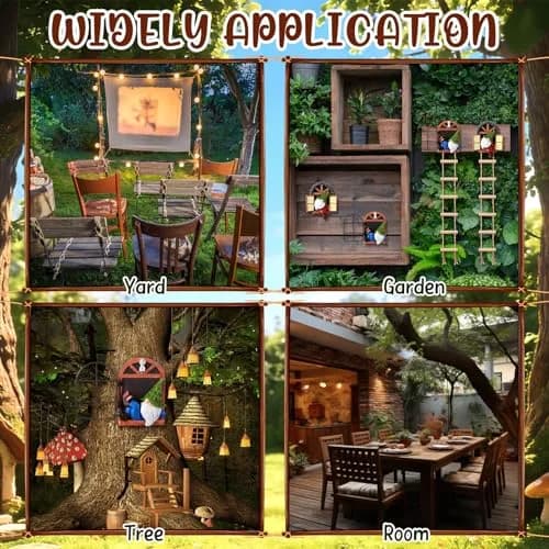 Thyle 4 Pcs Garden Gnomes Tree Hugger, Elf Statue Outdoor, Woodland Style | Fairy Tale Garden Decor thumbnail 5