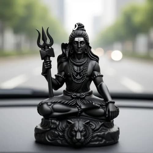 UNOVATE Shiva Idol for Car Dashboard | Mahadev Statue | Compact Black Polyresin (100g) thumbnail 1