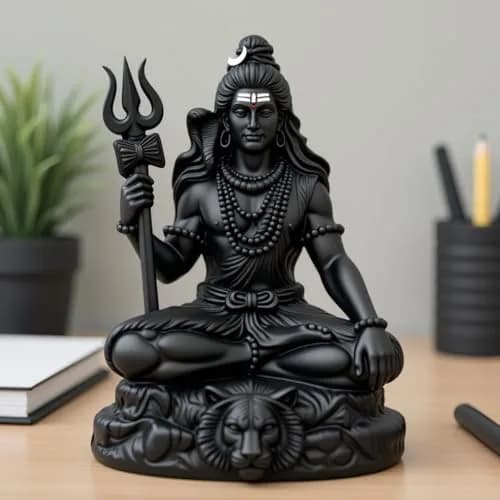 UNOVATE Shiva Idol for Car Dashboard | Mahadev Statue | Compact Black Polyresin (100g) thumbnail 9
