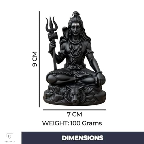 UNOVATE Shiva Idol for Car Dashboard | Mahadev Statue | Compact Black Polyresin (100g) thumbnail 2