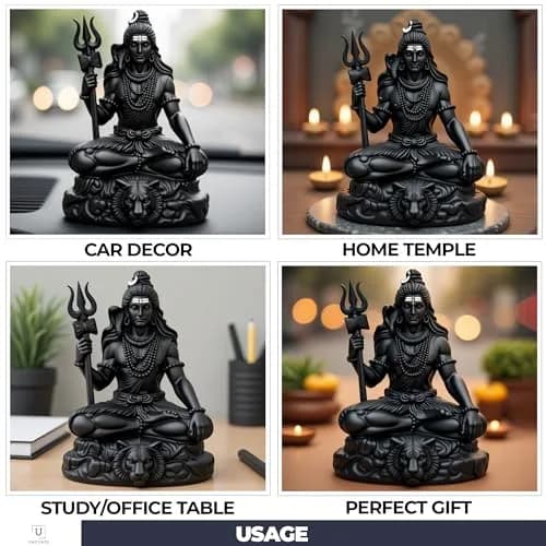 UNOVATE Shiva Idol for Car Dashboard | Mahadev Statue | Compact Black Polyresin (100g) thumbnail 3
