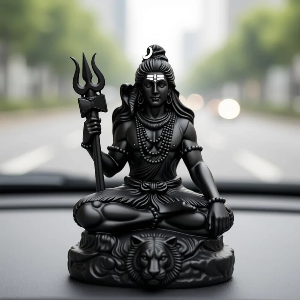 UNOVATE Shiva Idol for Car Dashboard | Mahadev Statue | Compact Black Polyresin (100g) - main product image