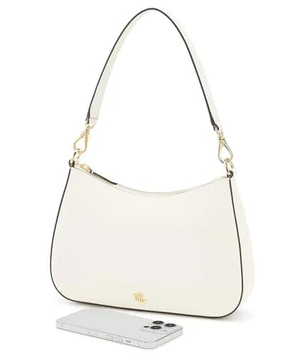 Lauren Ralph Lauren Crosshatch Leather Medium Danni Bag | Soft White | One Size thumbnail 3