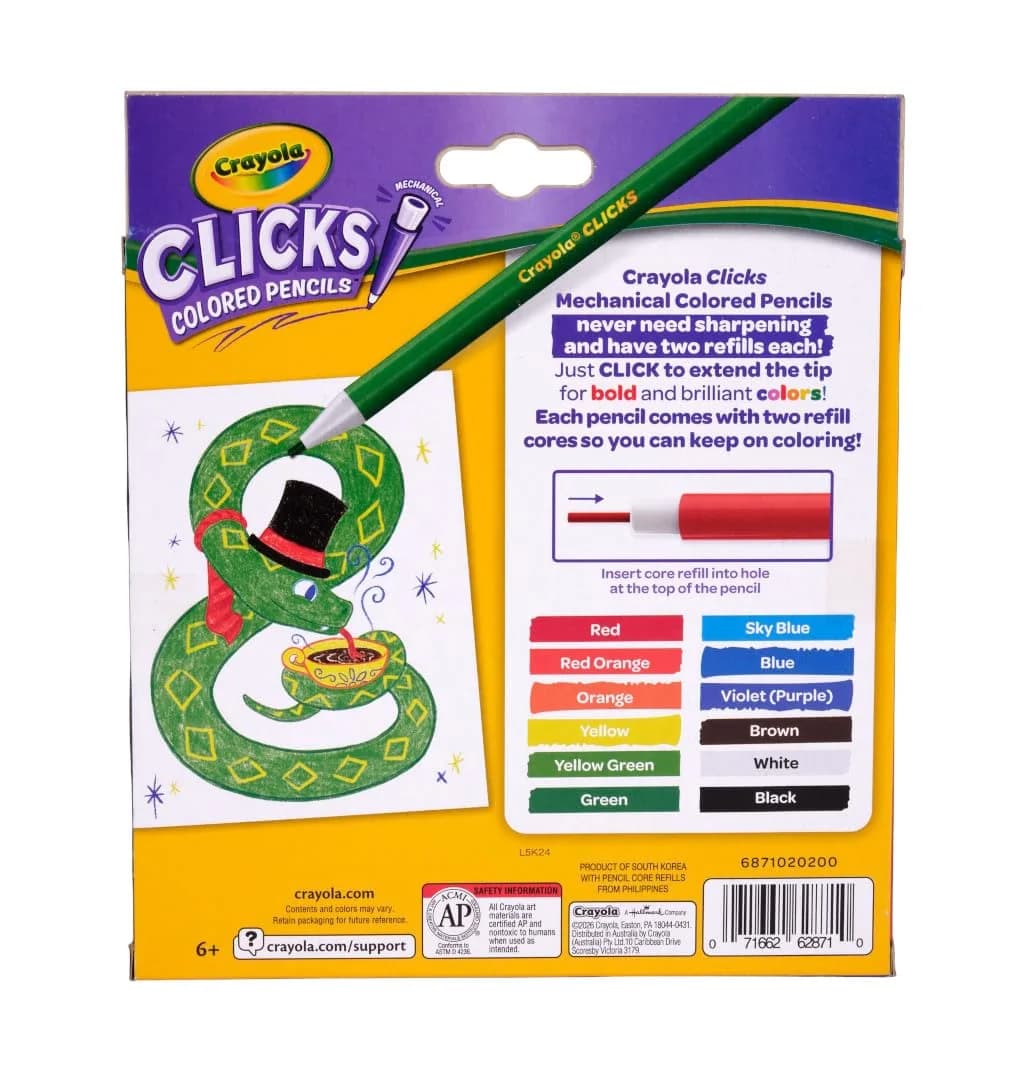 Crayola Clicks Mechanical Colored Pencils 2.0mm | 12 Assorted Colors & 24 Refills - view 6