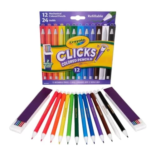 Crayola Clicks Mechanical Colored Pencils 2.0mm | 12 Assorted Colors & 24 Refills thumbnail 2