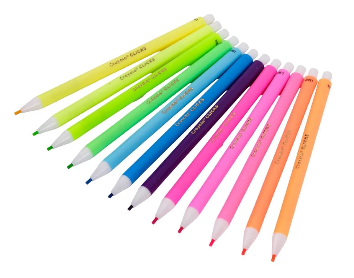 Crayola Clicks Mechanical Colored Pencil Set 12 Neon Colors 2.0mm | Smooth Lines for Kids Ages 5+ - view 5