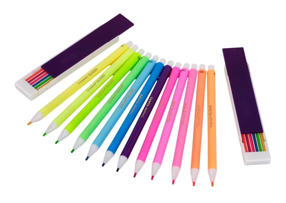 Crayola Clicks Mechanical Colored Pencil Set 12 Neon Colors 2.0mm | Smooth Lines for Kids Ages 5+ - view 4
