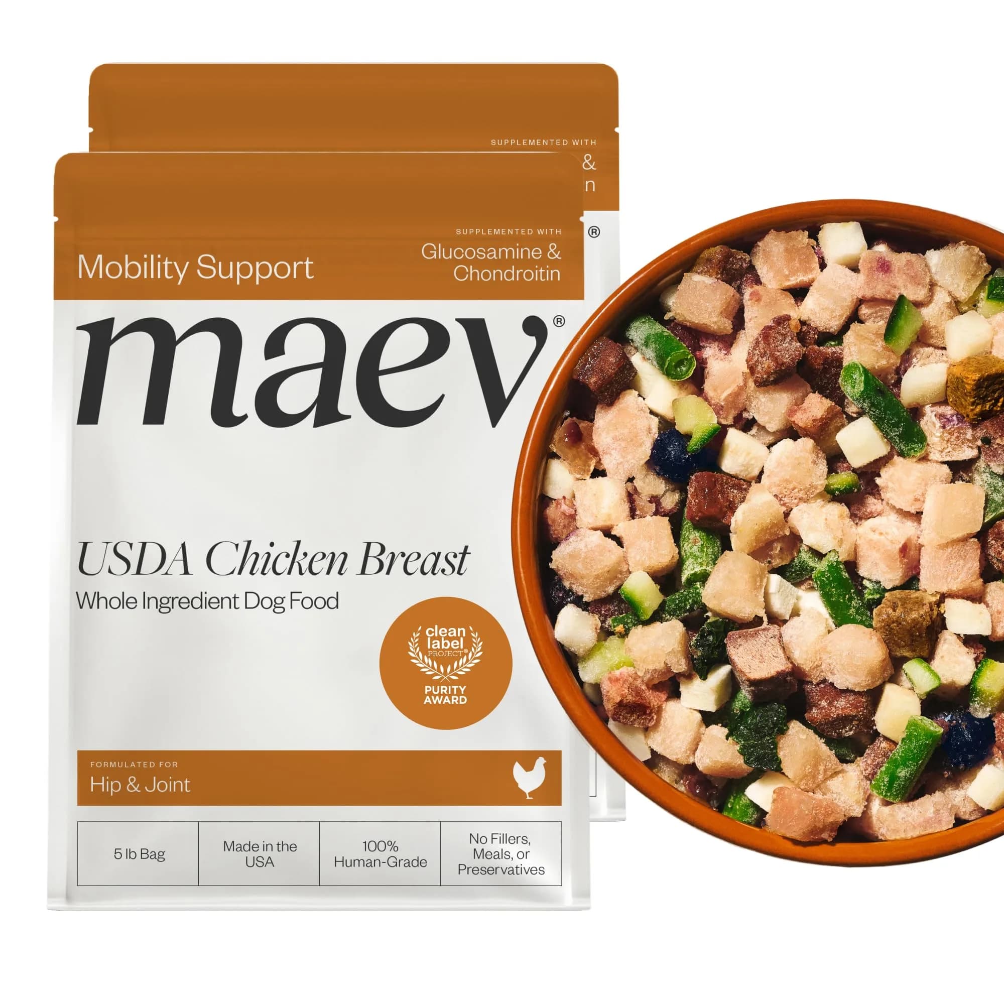 Maev Human-Grade Frozen Chicken Dog Food, Hip & Joint Support, 10 lb | Supports Mobility & Inflammation - main product image