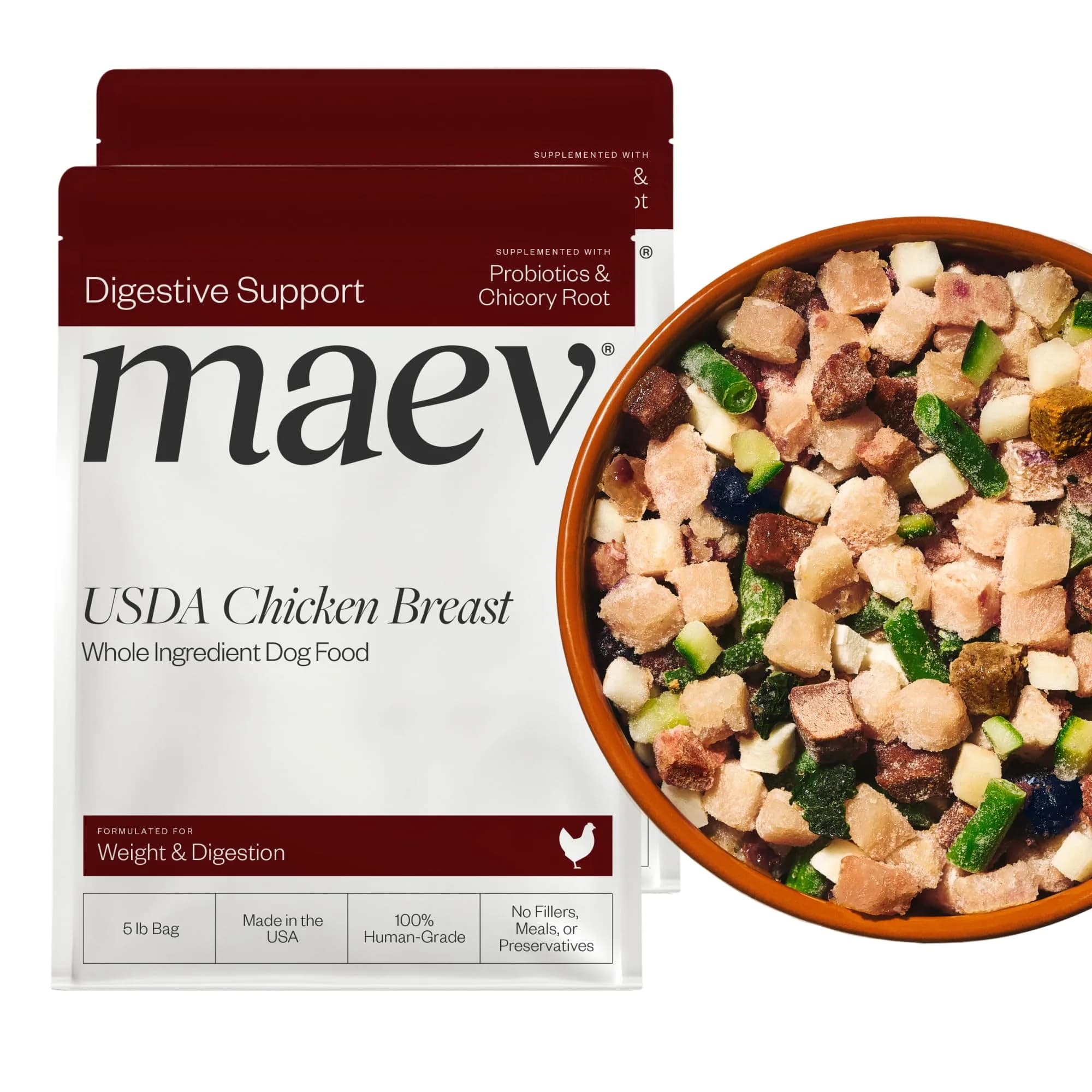 Maev Human-Grade Frozen Chicken Dog Food 10 lb | Supports Digestion & Weight — Chicken