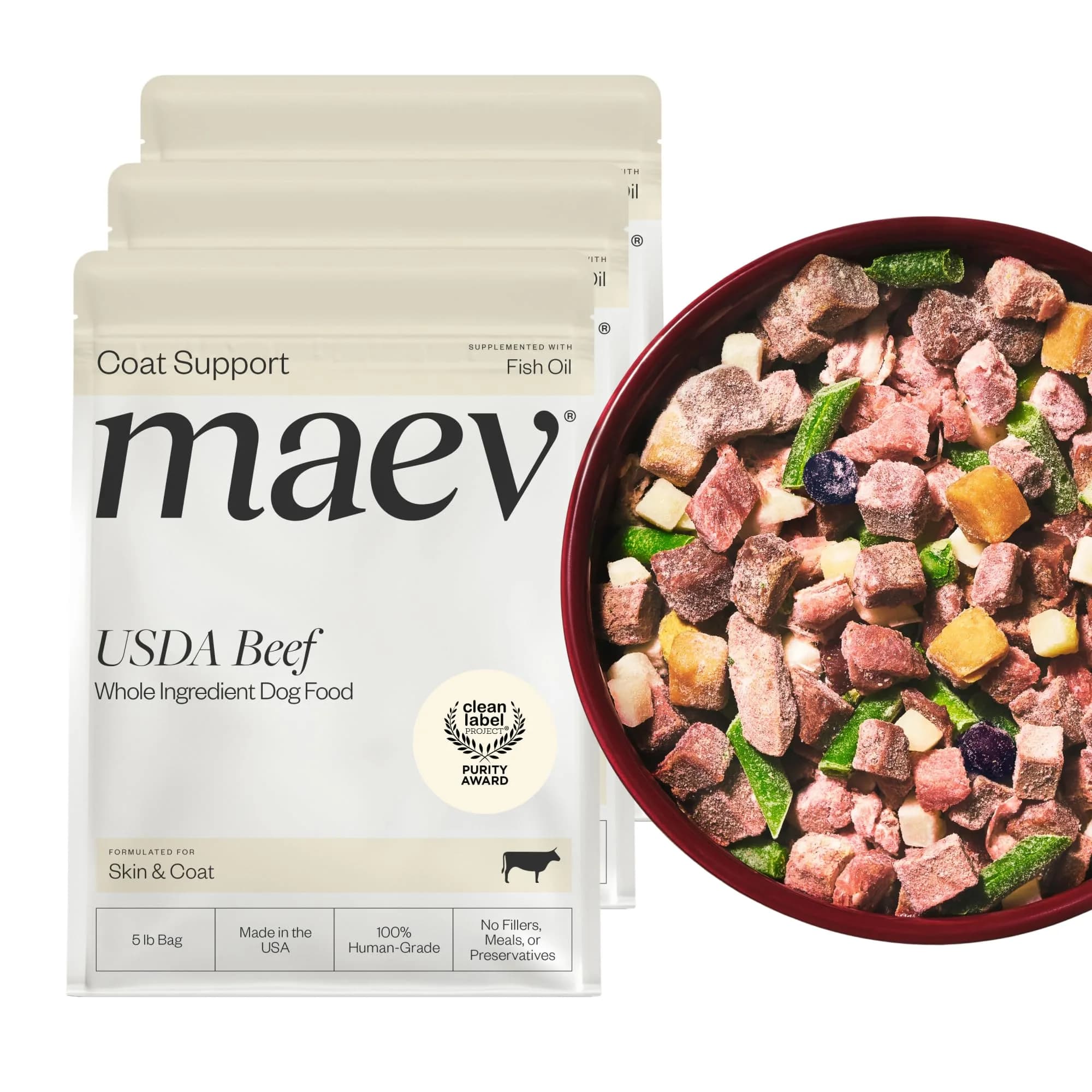 Maev Human-Grade Frozen Beef Dog Food 15 lb | Supports Skin & Coat, Made in USA - main product image