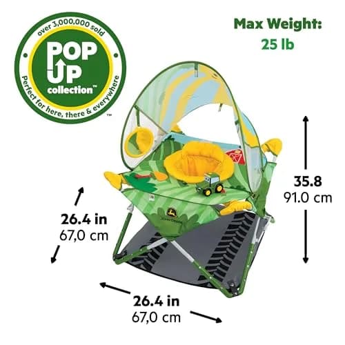 Bright Starts John Deere Pop 'N Jump Portable Baby Jumper | Foldable Indoor/Outdoor Baby Jumper with Sensory Activities, Ages 6–12 Months thumbnail 8