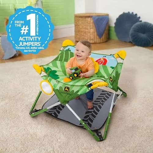 Bright Starts John Deere Pop 'N Jump Portable Baby Jumper | Foldable Indoor/Outdoor Baby Jumper with Sensory Activities, Ages 6–12 Months thumbnail 2
