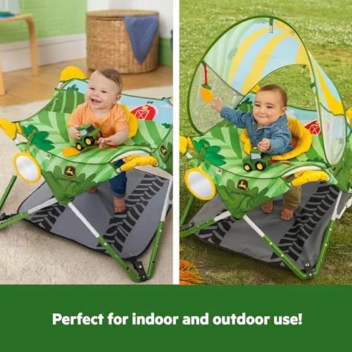Bright Starts John Deere Pop 'N Jump Portable Baby Jumper | Foldable Indoor/Outdoor Baby Jumper with Sensory Activities, Ages 6–12 Months thumbnail 3