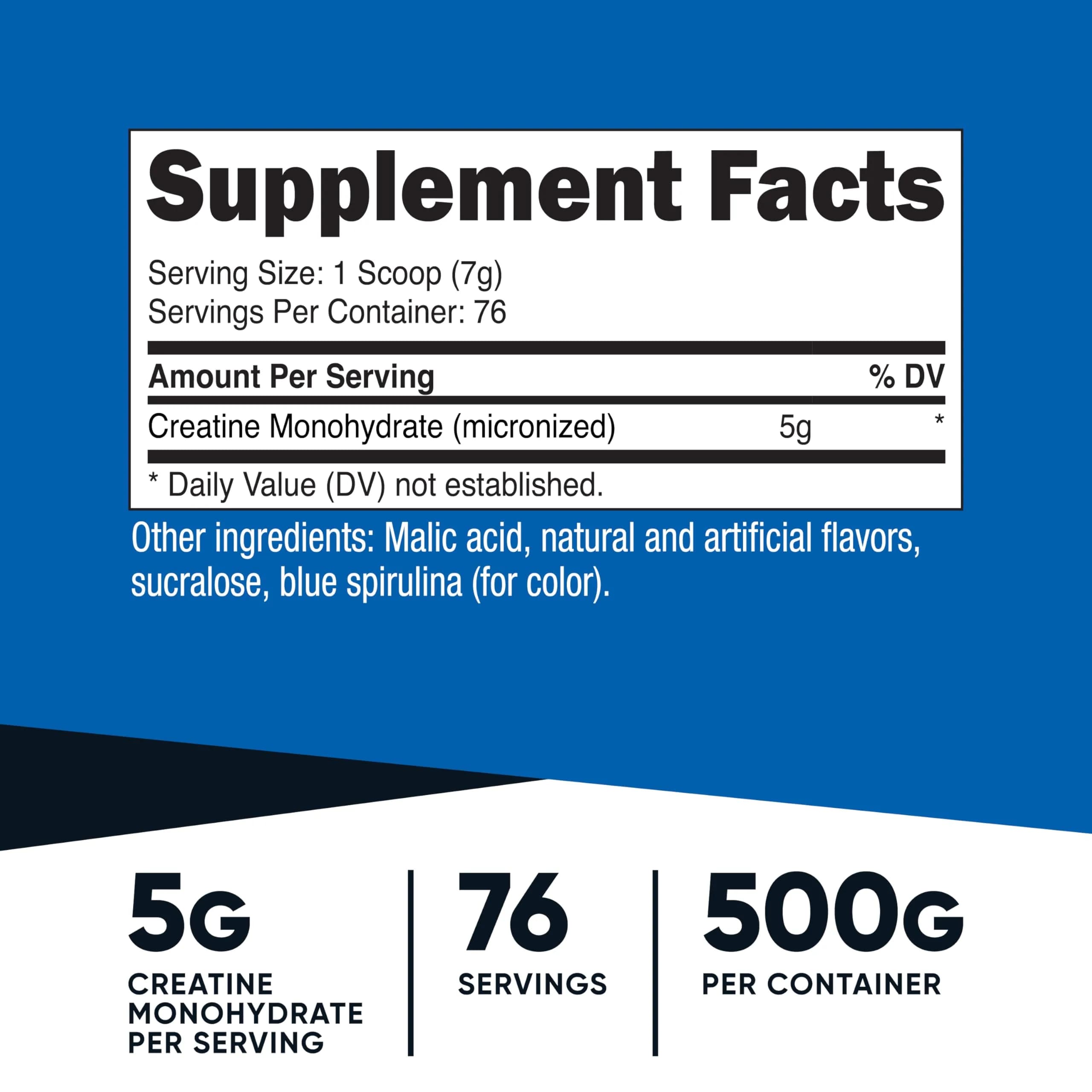 Nutricost Blue Raspberry Creatine Monohydrate Powder, 1kg (2 x 500g) | High Protein Nutritional Supplement - view 2