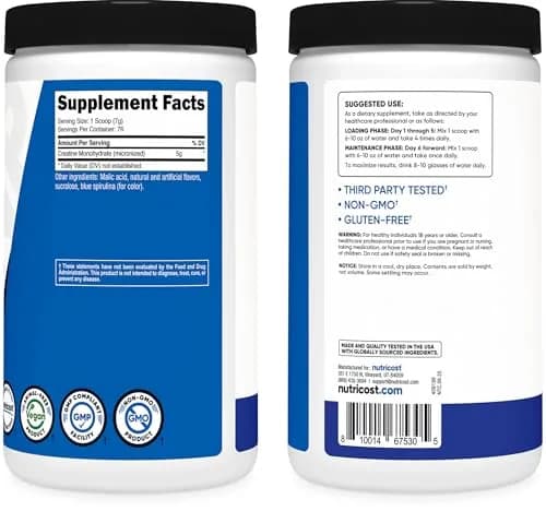 Nutricost Blue Raspberry Creatine Monohydrate Powder 1kg (35.8oz) | Promotes Strength & Endurance thumbnail 6