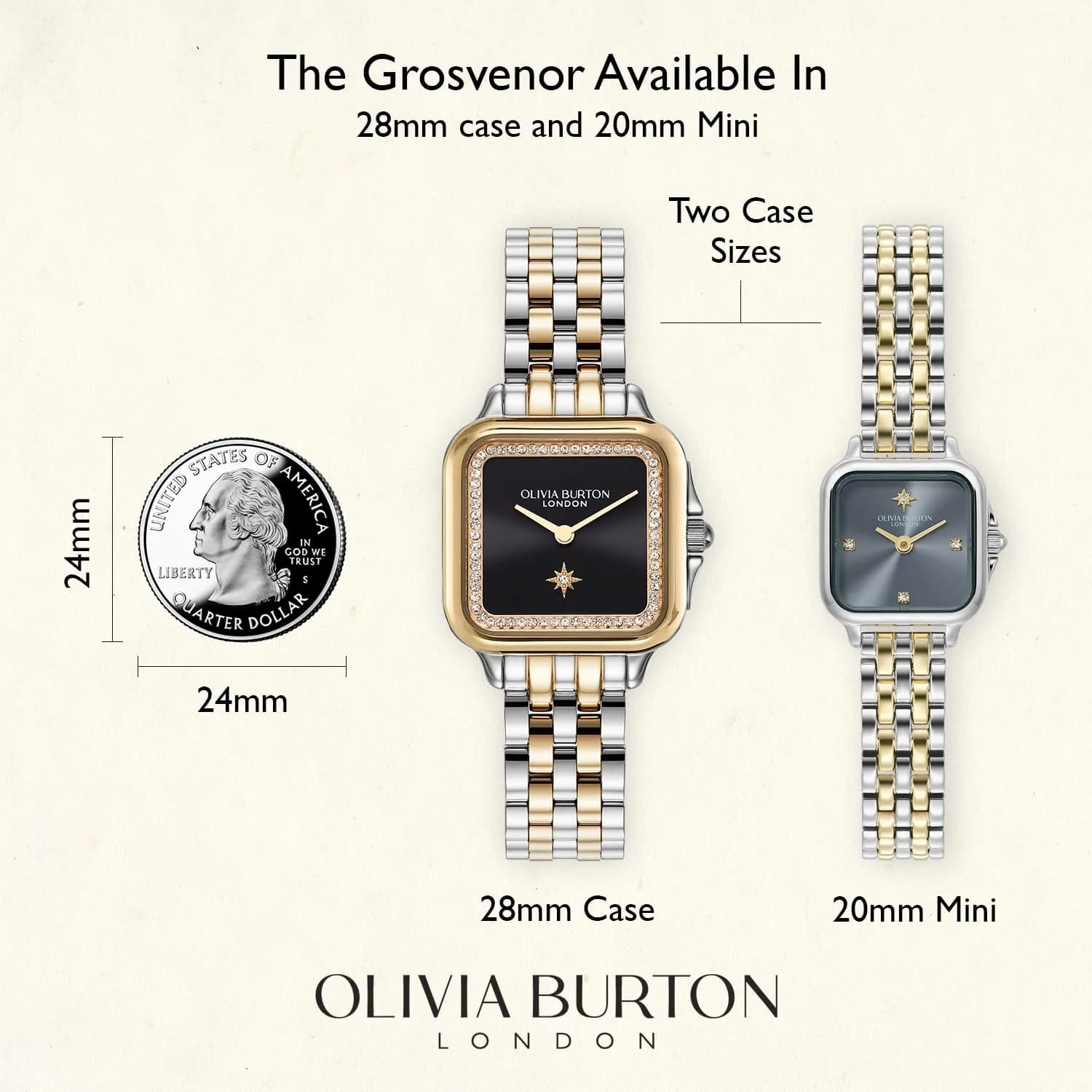 Olivia Burton Mini Grosvenor 20mm Women’s Quartz Watch | Green Sunray Dial, Gold Plated thumbnail 5