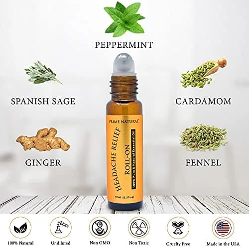 PRIME NATURAL Headache Relief Essential Oil Roll On 10ml | Natural Migraine & Tension Support thumbnail 2