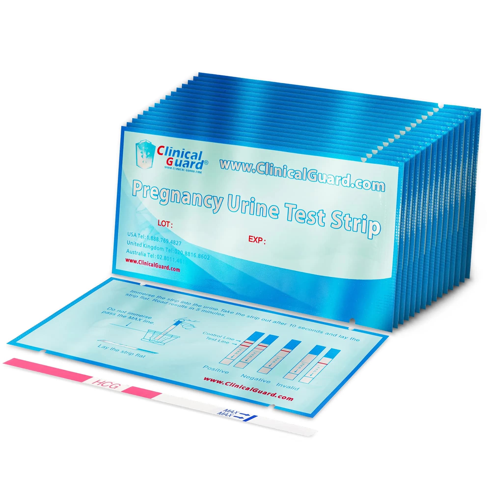Clinical Guard Pregnancy Test Strips Pack of 5 | Sensitive & Accurate Home HCG Test Kit