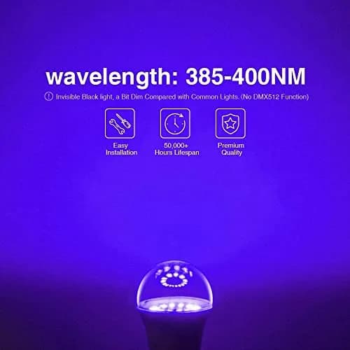 Onforu 15W LED Black Light Bulbs, E26 120W Equivalent, 385-400nm UV-A, Pack of 2 | Glow Party & Halloween Lighting thumbnail 2