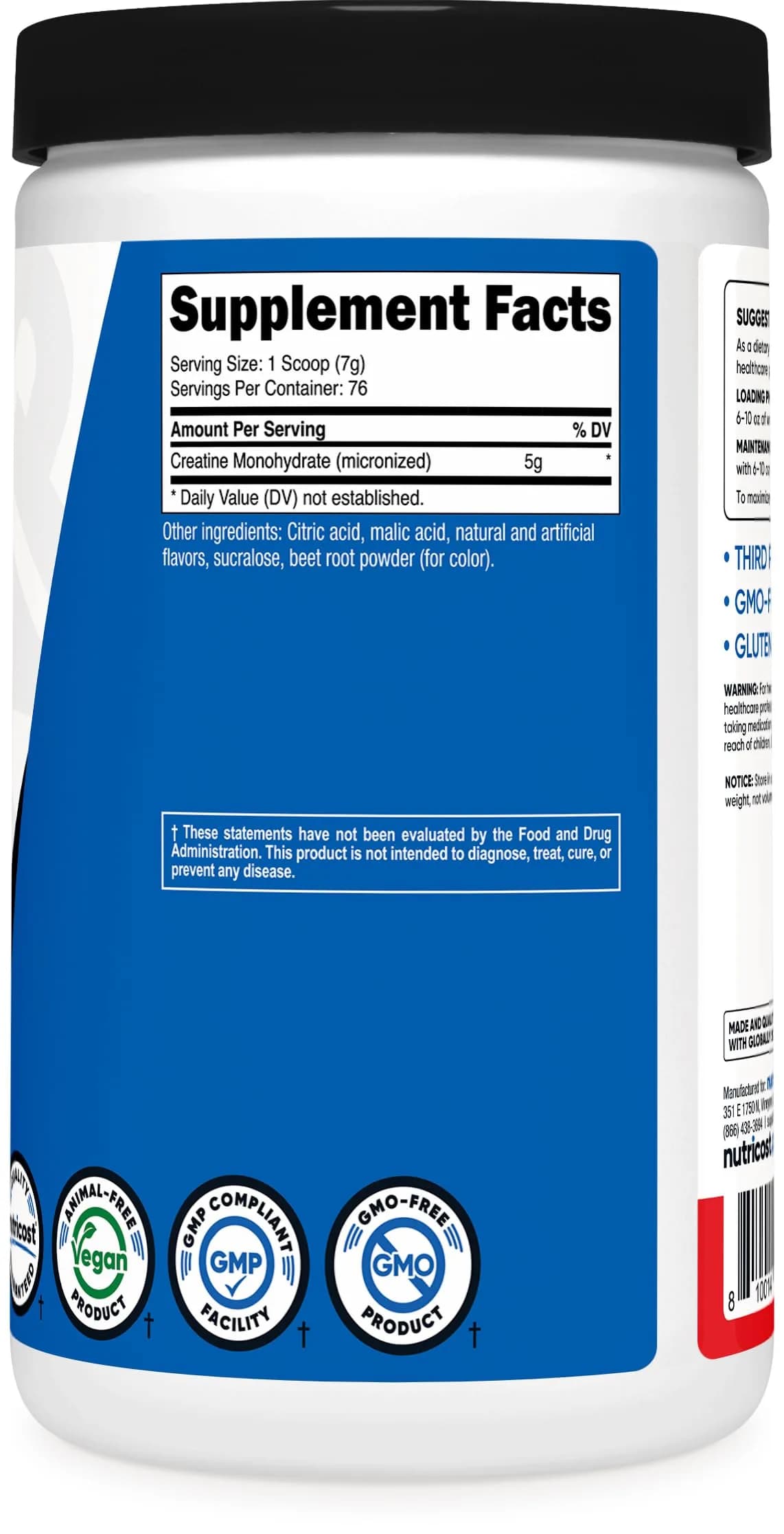 Nutricost Creatine Monohydrate Powder Fruit Punch 500g (1kg Total) | Micronized for Strength & Endurance - view 5