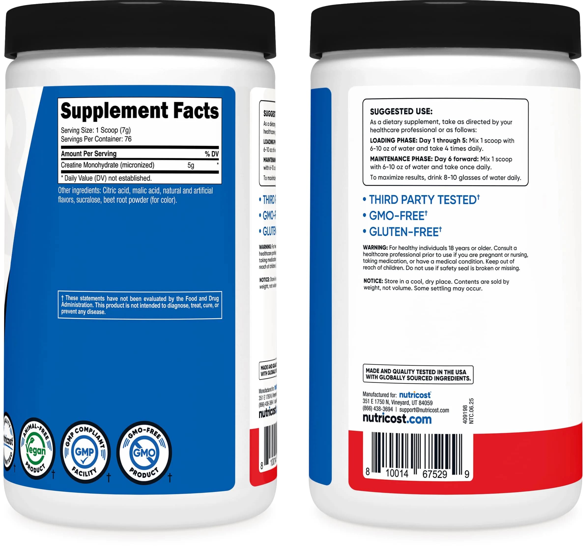 Nutricost Creatine Monohydrate Powder Fruit Punch 500g (1kg Total) | Micronized for Strength & Endurance - view 6