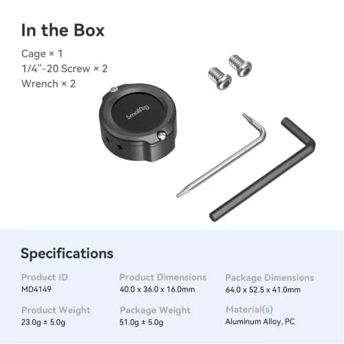 SMALLRIG Camera Cage for AirTag MD4149 with Dual 1/4"-20 Mounting Screws & EVA Pad (Pack of 2) | Securely Track Devices thumbnail 6