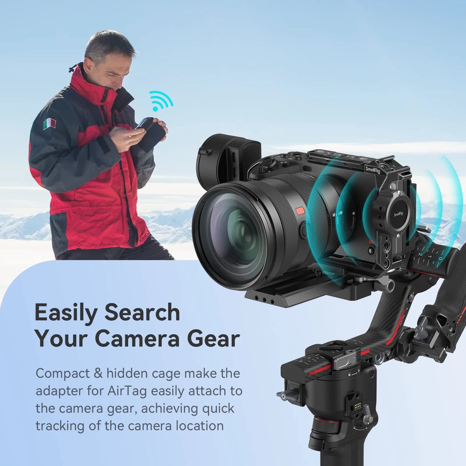 SMALLRIG Camera Cage for AirTag MD4149 with Dual 1/4"-20 Mounting Screws & EVA Pad (Pack of 2) | Securely Track Devices - view 3