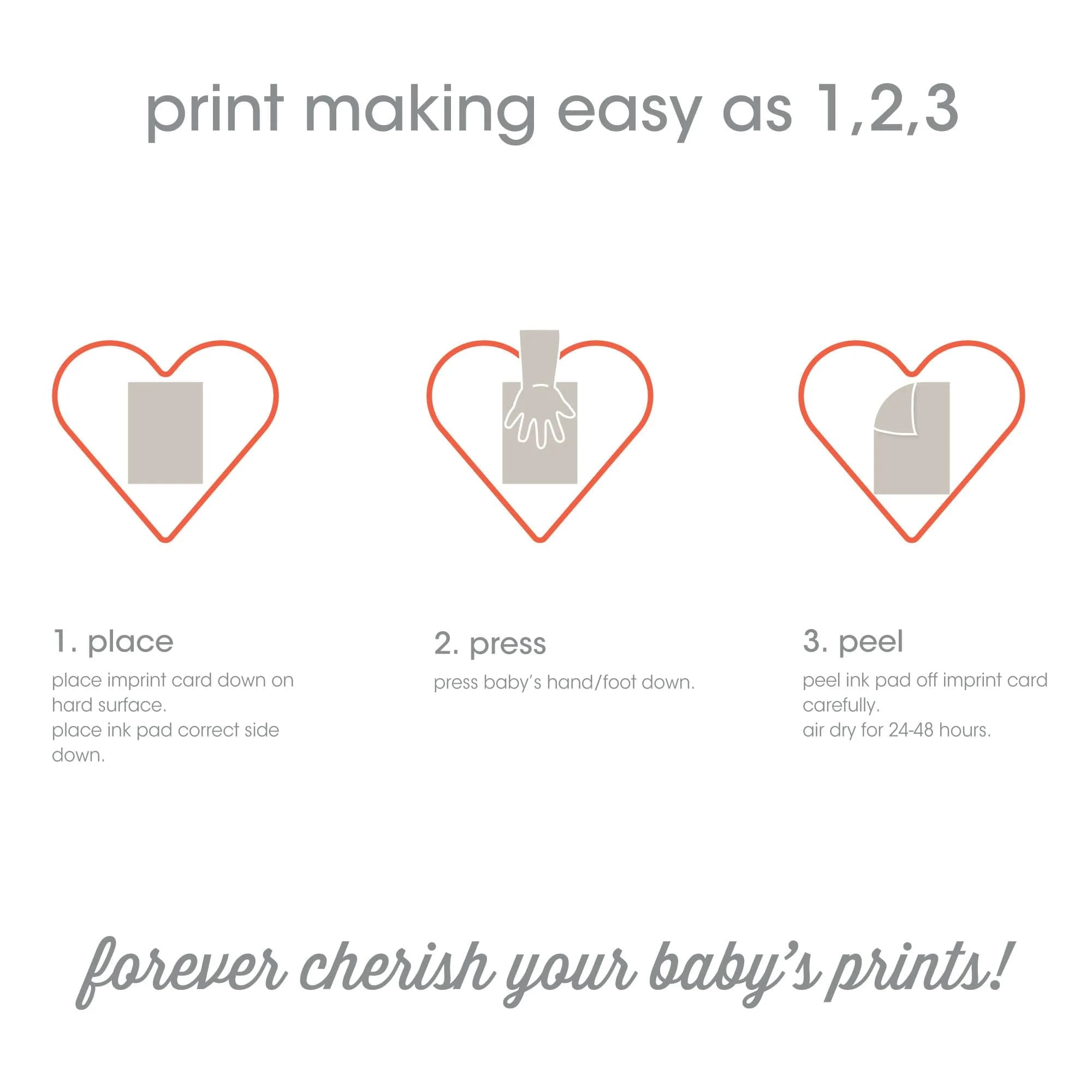 Pearhead Valentine's Day Baby Clean Touch Ink Pad Set with 2 Heart Print Cards | Mess-Free Newborn Keepsake - view 2