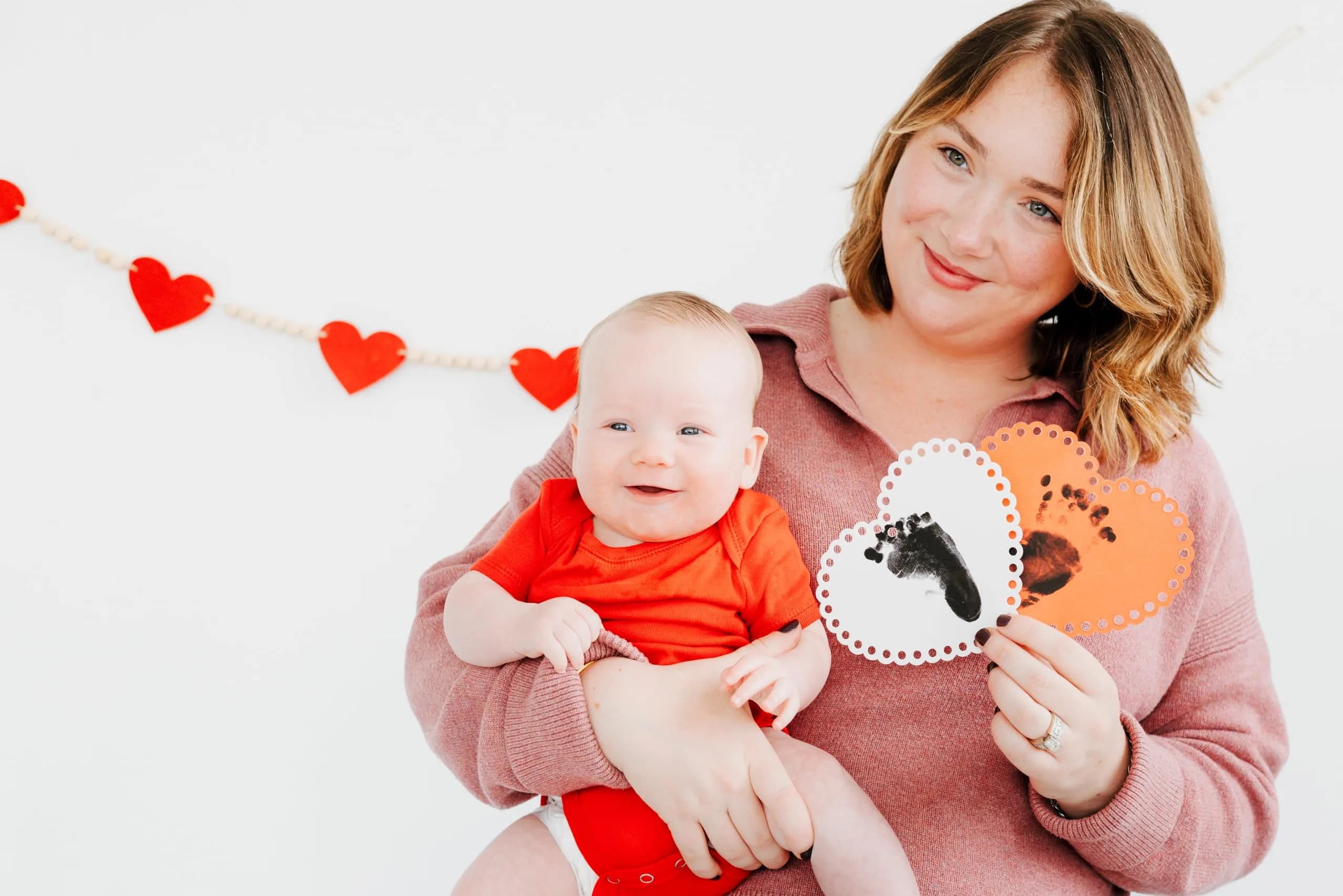 Pearhead Valentine's Day Baby Clean Touch Ink Pad Set with 2 Heart Print Cards | Mess-Free Newborn Keepsake - view 3