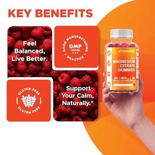 Vitamatic Magnesium Gummies 600mg | Vegan Relaxation & Muscle Support | 6 Pack thumbnail 5