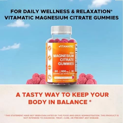 Vitamatic Magnesium Gummies 600mg | Vegan Relaxation & Muscle Support | 6 Pack thumbnail 6