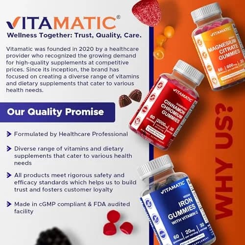 Vitamatic Magnesium Gummies 600mg | Vegan Relaxation & Muscle Support | 6 Pack thumbnail 7