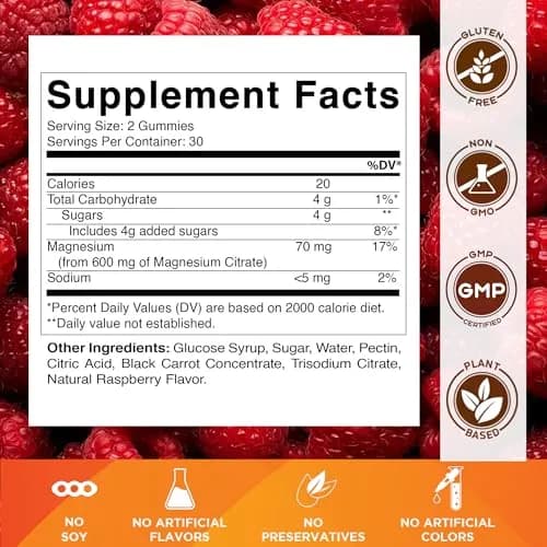 Vitamatic Magnesium Gummies 600mg | Vegan Relaxation & Muscle Support | 6 Pack thumbnail 2