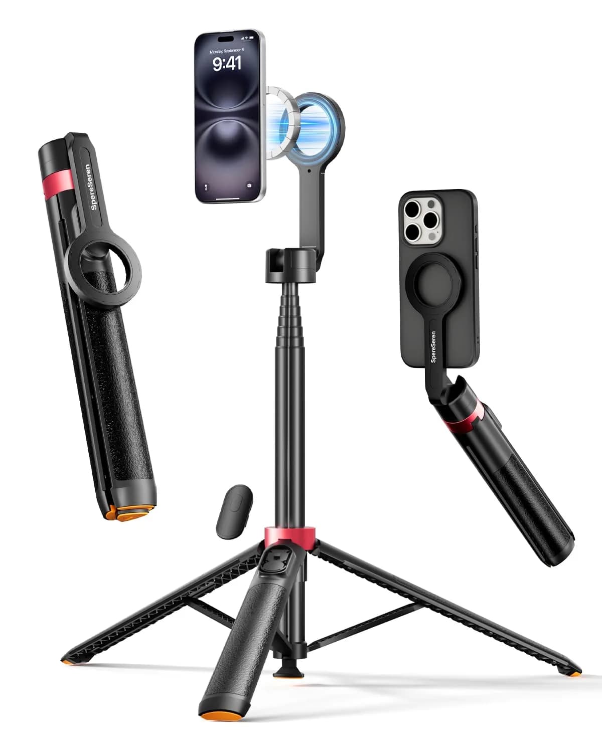 SpereSeren Portable Cellphone Stand for Recording Travel | Magnetic Tripod for Video & Photos - main product image