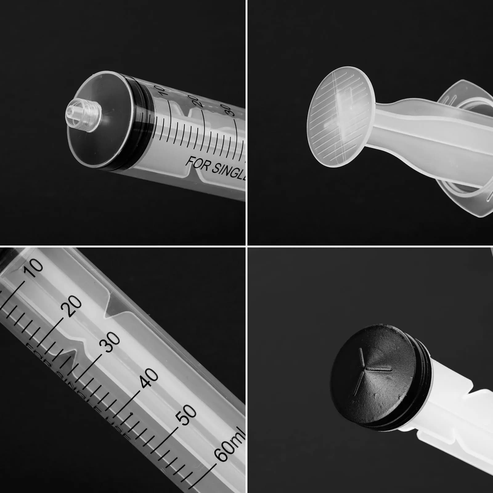 DEPEPE 60ml Plastic Syringe with 13in Tubing & Luer Connections (2-Pack, Transparent) | Sterile Lab Sample Injection - view 3