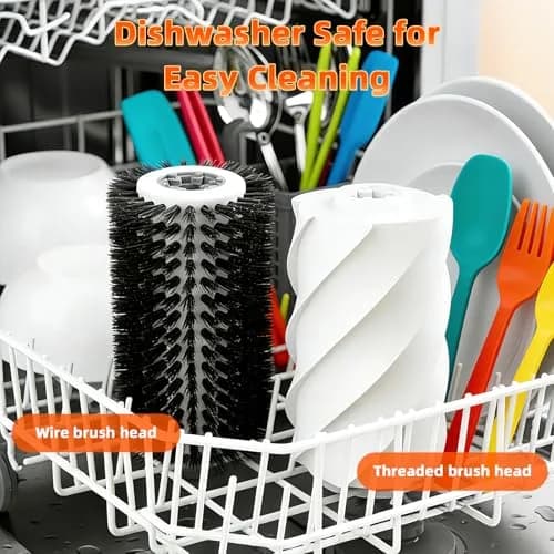 AURYAO Electric Grill Brush with LED Light | 3-in-1 Replaceable Heads, Cordless, 1200 RPM, Type-C Rechargeable, Outdoor BBQ thumbnail 7