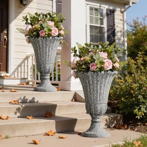 Diyfire Heavy-Duty 23.6" Tall Urns Planters for Outdoor Plants | Large Water Storage Garden Vase thumbnail 1