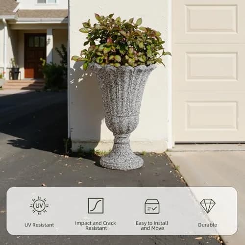 Diyfire Heavy-Duty 23.6" Tall Urns Planters for Outdoor Plants | Large Water Storage Garden Vase thumbnail 5