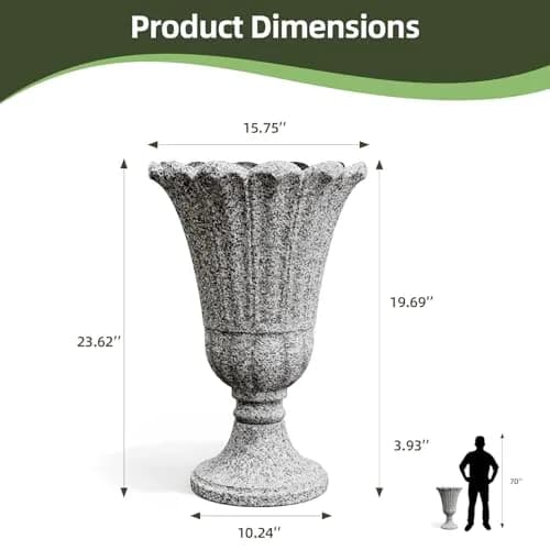 Diyfire Heavy-Duty 23.6" Tall Urns Planters for Outdoor Plants | Large Water Storage Garden Vase thumbnail 2