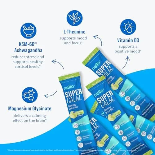 Nello Supercalm Powdered Drink Mix Cucumber Lime 20 Servings (Pack of 1) | Cortisol Reducer & Sleep Aid Supplement thumbnail 4