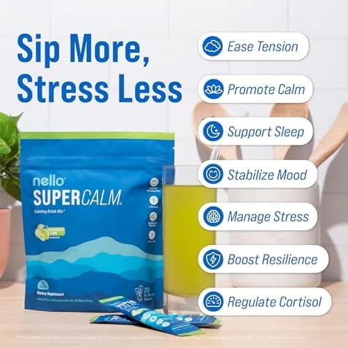 Nello Supercalm Powdered Drink Mix Cucumber Lime 20 Servings (Pack of 1) | Cortisol Reducer & Sleep Aid Supplement thumbnail 3