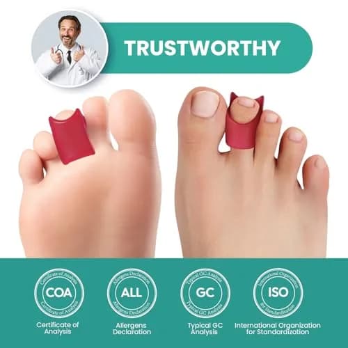 Welnove Hammertoe Corrector - 6 Pack Toe Splints - Soft Gel Toe Straighteners - Realign Bent, Curled, Crooked, Claw, Hammer Toes (Red) thumbnail 4